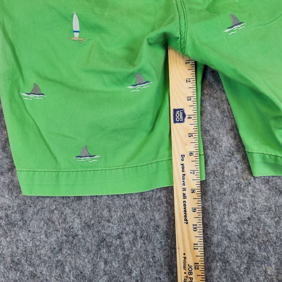 Polo Ralph Lauren Bedford Chino Shorts Men 35 Green Shark Sailboat Embroidered - Picture 14 of 14